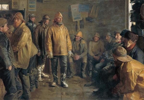 Michael Ancher In the grocery store on a winter day when there is no fishing oil painting image
